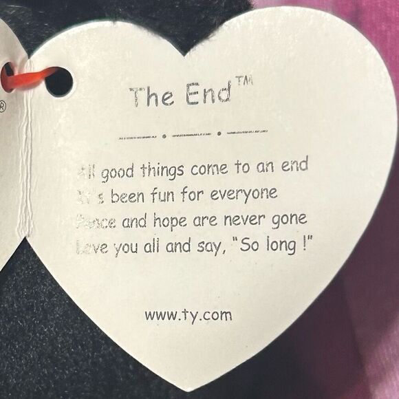 Lot Of 2 TY Beanie Babies Black White Fortune & Black End Plushy Stuffed Animal - Picture 9 of 10